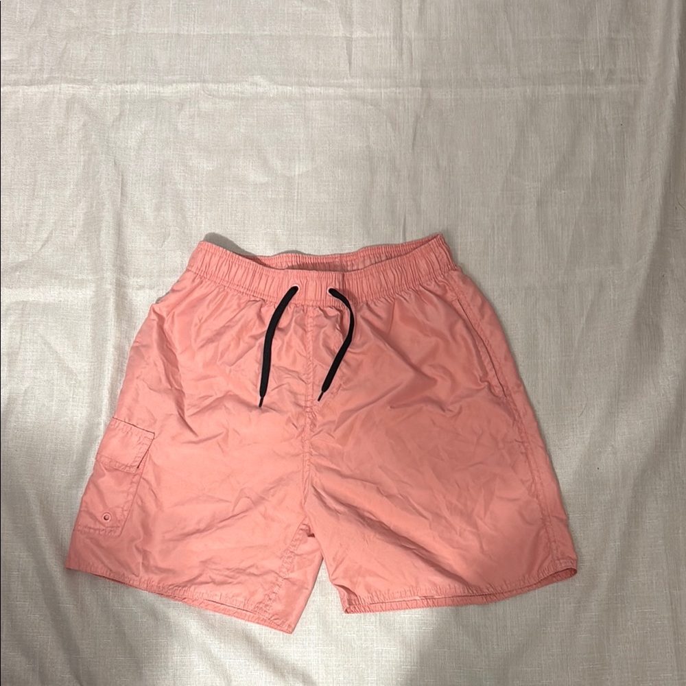 Pink Swim Shorts with Black Drawstring